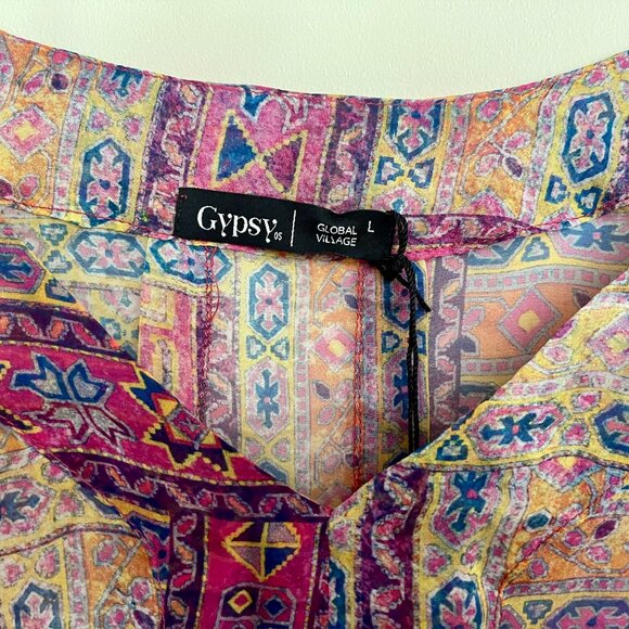 Gypsy 05 Global Village silk sheer comfy boho chic top, size large - Picture 3 of 5